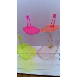 4 Vintage Jem and the Holograms Neon Pink Green Orange & Glitter Doll Stands HTF